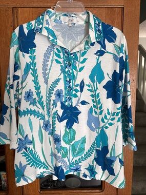 Averardo Bessi Blue & Teal Floral Top